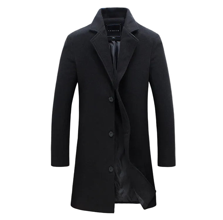 Herren eleganter Wollmantel mit klassischem Schnitt und praktischen Taschen Echoarchiv