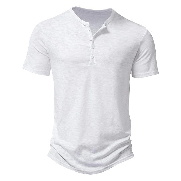 Herren Kurzarm Henley-Shirt mit dekorativen Knöpfen und atmungsaktiver Struktur Echoarchiv