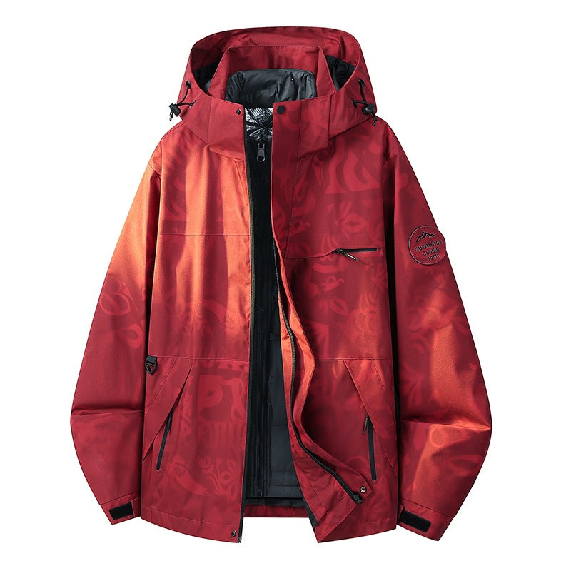 Herren Wetterfeste dreilagige Hardshelljacke mit verstellbarer Kapuze, verschweißten Nähten & Multifunktionstaschen Echoarchiv