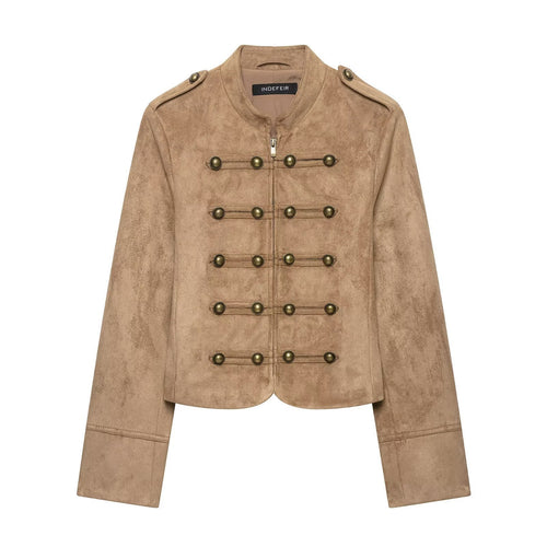 Damen Kurzjacke im Military‑Stil mit Stehkragen und Zierknopf‑Detail Echo Archiv