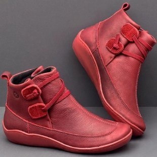 Damen Knöchelhohe Komfort-Boots aus Lederoptik mit Klettriemen und elastischer Schnürung – Varelle
