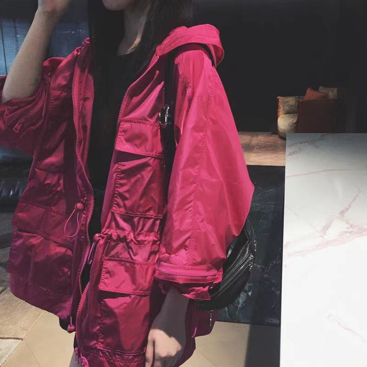 Damen Modische Übergangsjacke mit Kapuze und praktischen Taschen Echoarchiv