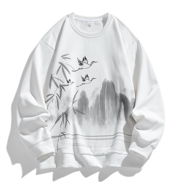 Unisex Oversize‑Sweatshirt mit Pinsel‑Print & geripptem Saum Echoarchiv