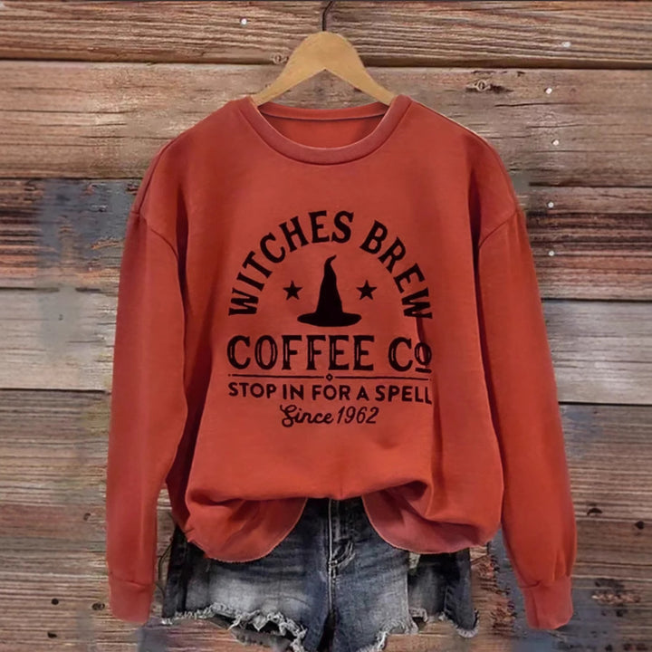 Damen Weit Geschnittenes Baumwoll-Sweatshirt mit Vintage-Hexenprint – Avérine