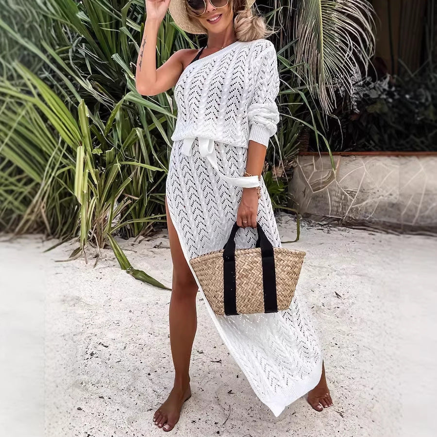Damen Sommerliches Maxi-Kleid mit asymmetrischem Schnitt und lässigem Bindegürtel Echo Archiv