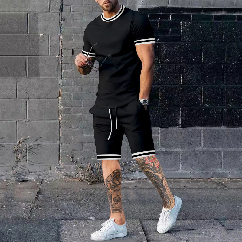 Herren Kurzarm Freizeit-Outfit mit sportlichen Kontrastdetails Echoarchiv