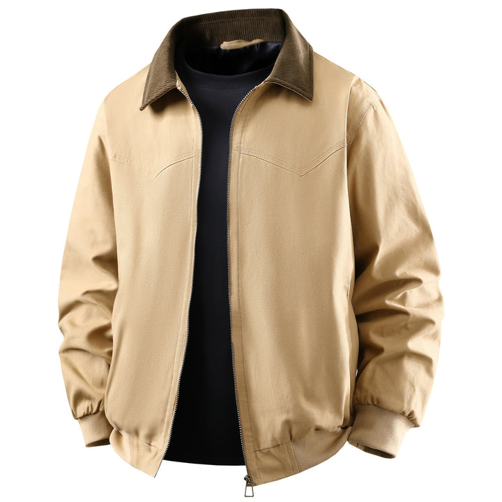 Herren klassische Übergangsjacke mit kontrastierendem Kragen und funktionalen Taschen Echoarchiv