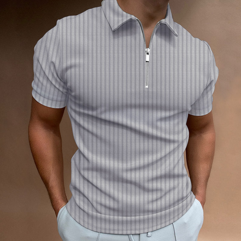 Herren Kurzarm Reißverschluss Kragen Polo Shirt Echoarchiv