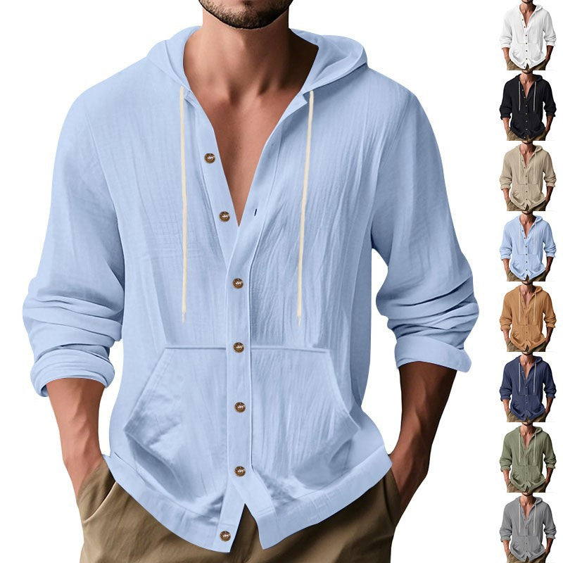 Herren lässiges Kapuzenshirt mit Knopfdetail und praktischen Taschen Echoarchiv