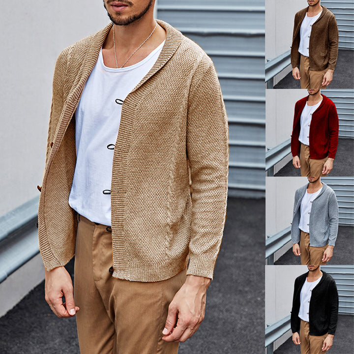 Herren Feinstrick-Cardigan mit Schalkragen, Karabiner-Verschlüssen und Strukturstrick Echo Archiv