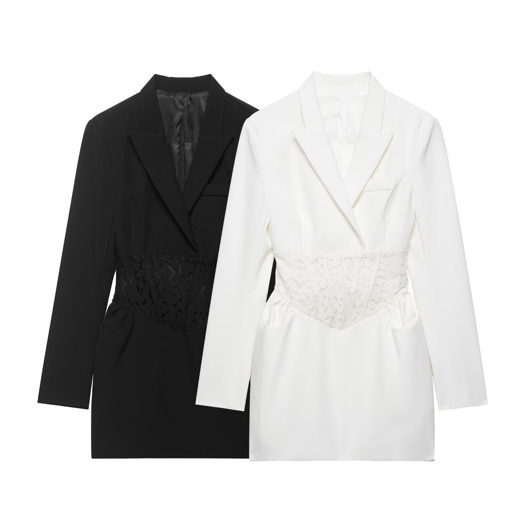 Damen Tailliertes Blazerkleid mit eingearbeiteter Spitzen‑Korsage Echo Archiv