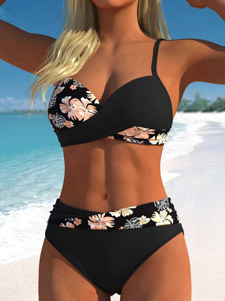Damen Bikini-Set mit floralem Wickelmuster und bequemen High-Waist-Höschen Echo Archiv