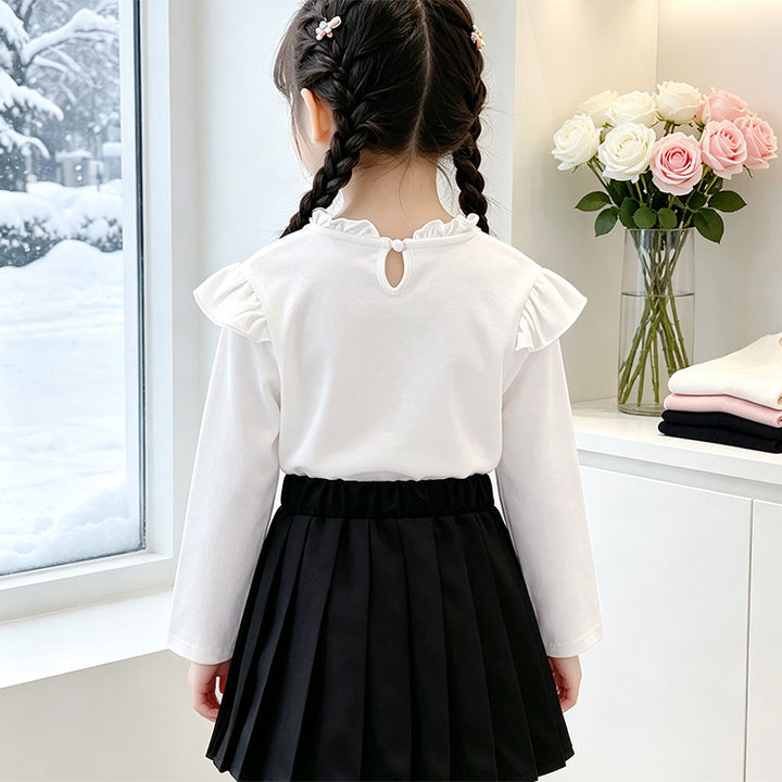 Mädchen Langarmshirt mit romantischem Rüschendesign und dekorativem Schleifenmotiv Echo Archiv