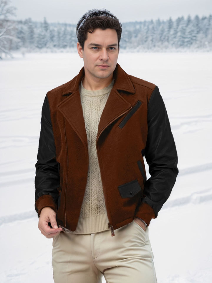 Herren elegante Bikerjacke mit kontrastierenden Ärmeln Echoarchiv