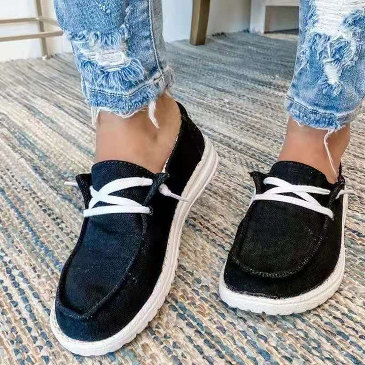 Damen nan Segeltuch-Mokassin-Sneaker mit elastischer Schnürung gepolstertem Komfortfußbett und profilierter Gummisohle Echo Archiv