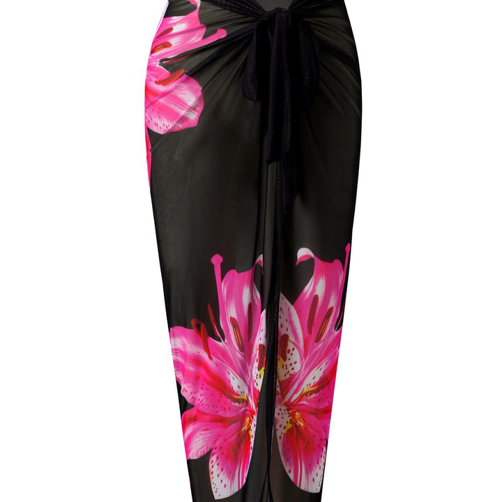 Damen Eleganter Badeanzug mit langem Arm und transparente Wickelrock Echo Archiv
