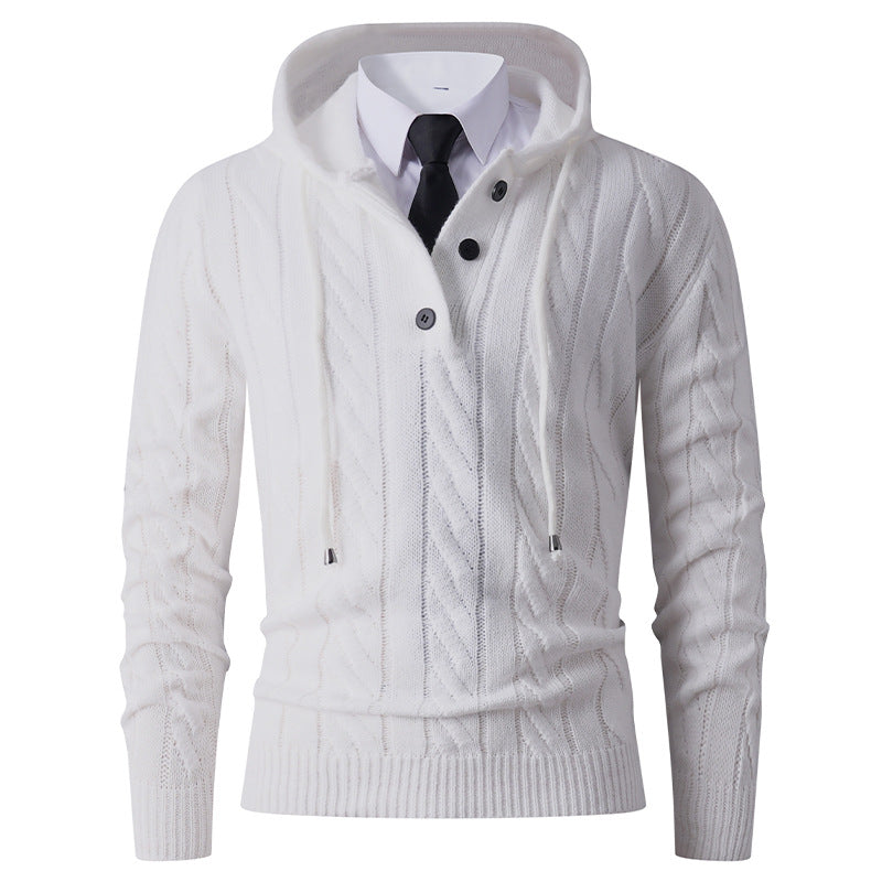 Herren Strickjacke mit Kapuze und modernem Zopfmuster Echoarchiv