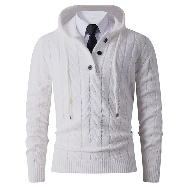 Herren Strickjacke mit Kapuze und modernem Zopfmuster Echoarchiv