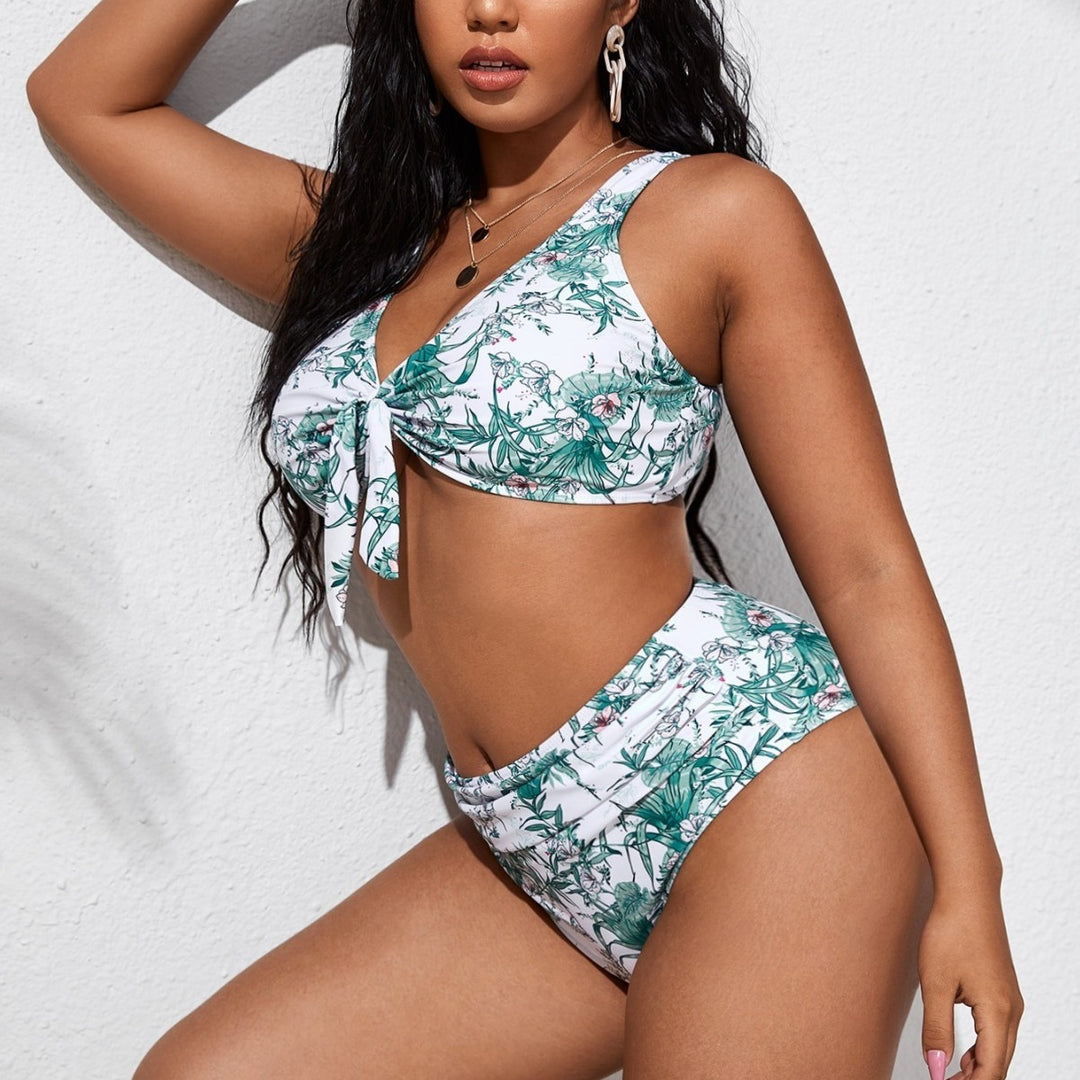 Damen Bikini-Set mit floralem Bindeband und hohem Taillenbund Echo Archiv