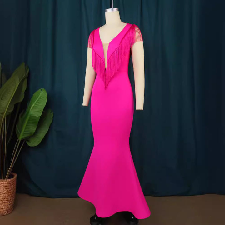 Damen Glamouröses Abendkleid mit Fransen Echo Archiv