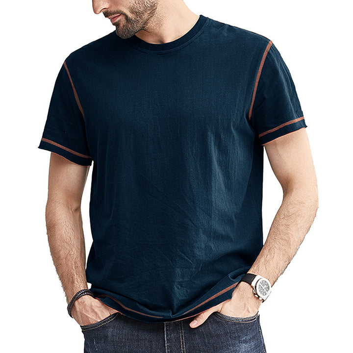 Herren Rundhals-T-Shirt mit kontrastierenden Ärmeln und lässigem Schnitt Echoarchiv