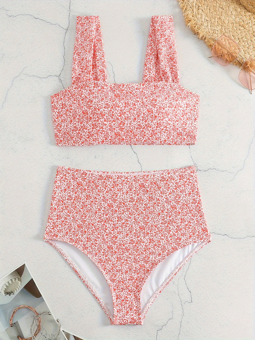 Damen Hochtailliertes Bikiniset mit floralem Muster Echo Archiv