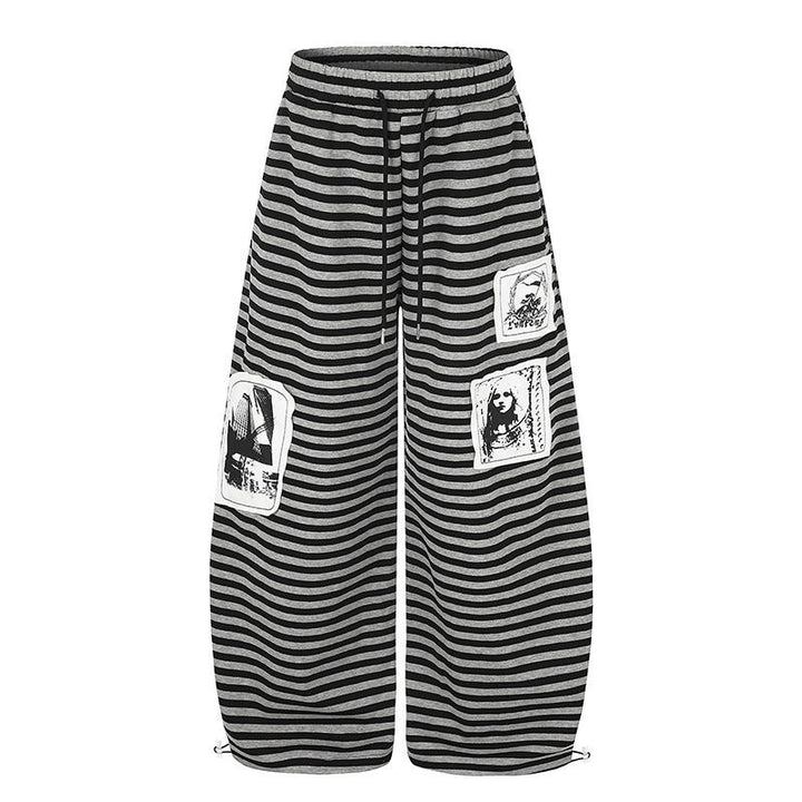 Damen Weite Palazzo-Loungehose mit hohem Komfortbund, Tunnelzug und Fotopatch-Details Echoarchiv
