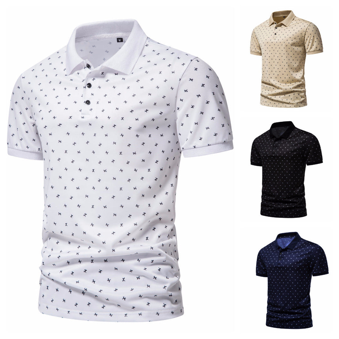 Herren Poloshirt mit Echoarchivrnem Muster und atmungsaktiven Eigenschaften Echoarchiv