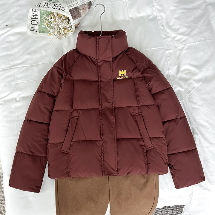 Damen kompakte Kurz-Steppjacke mit hochschließendem Stehkragen und schrägeingriff Taschen – Célinea