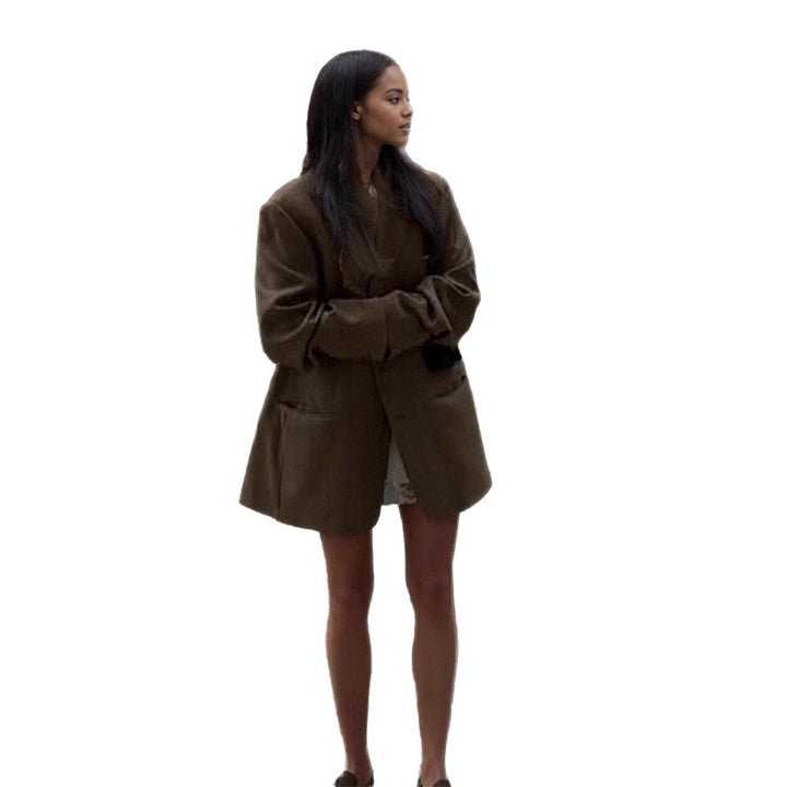 Damen Oversize Wollmix-Mantelblazer mit kastiger Silhouette und Pattentaschen Echoarchiv