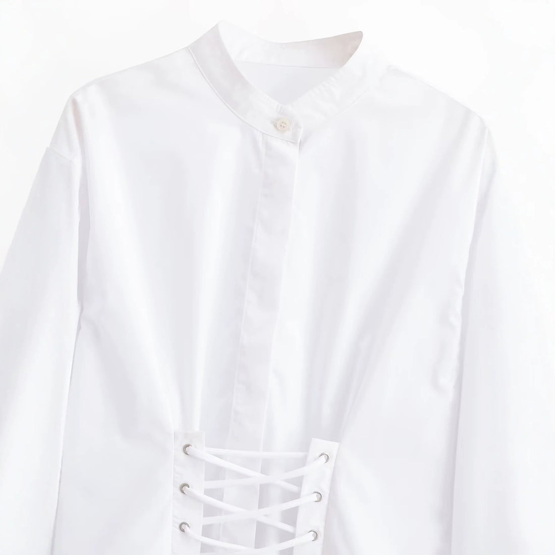 Damen Kurzbluse mit taillierter Schnürung und Stehkragen Echo Archiv