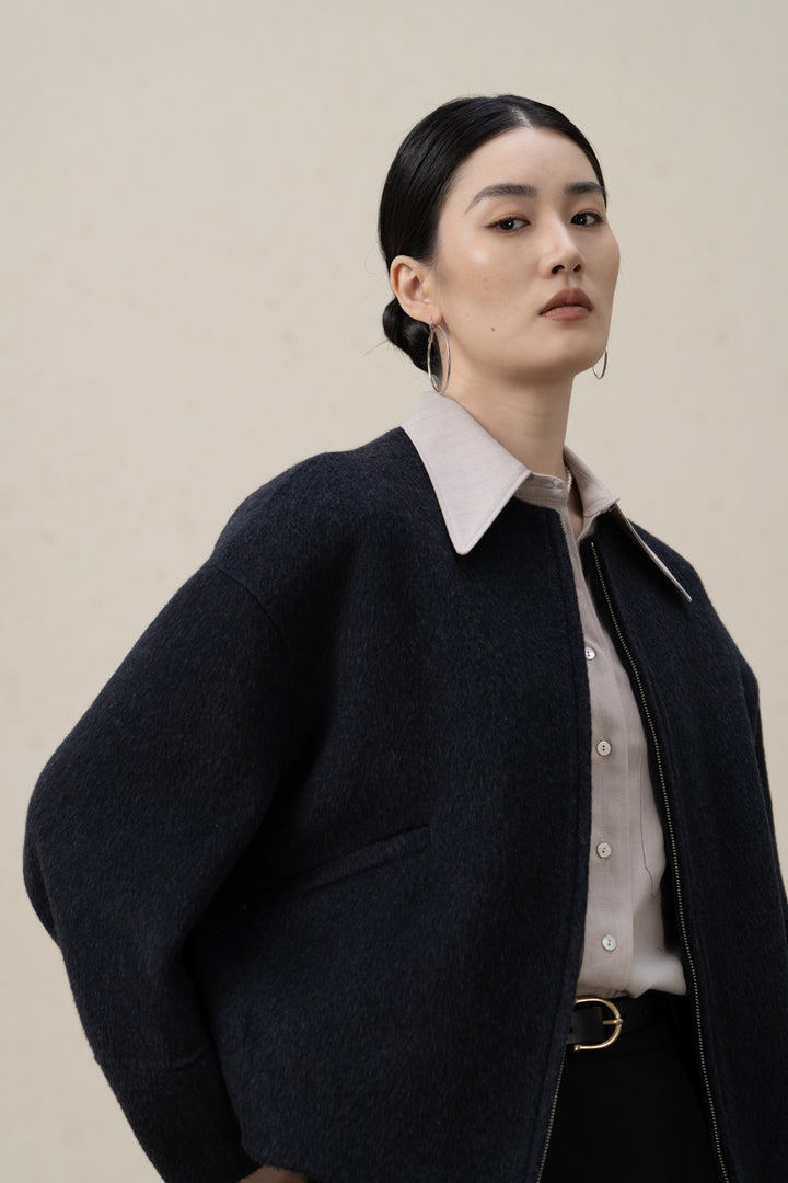 Damen Elegante Übergroße Wollmischung Jacke – Célinea