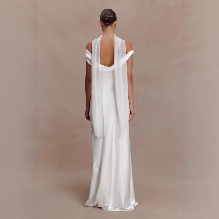 Damen Elegantes Satin-Abendkleid mit schulterfreiem Design Echo Archiv