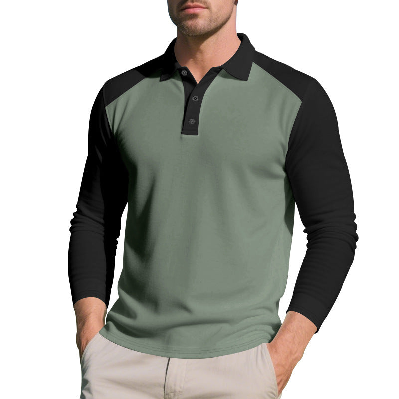 Herren Langarm Poloshirt mit kontrastierenden Ärmelpartien Echoarchiv