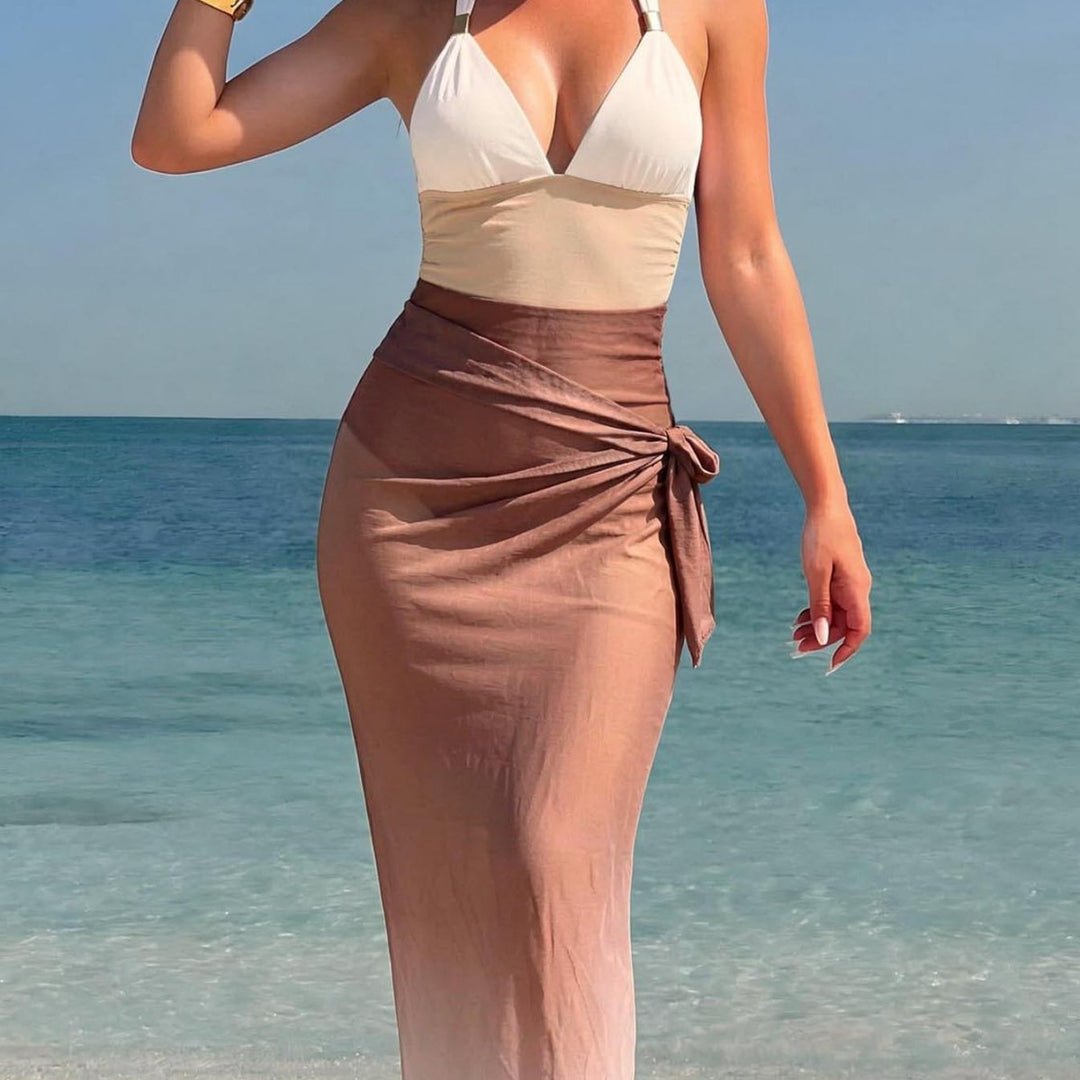 Damen Exklusiver Strand-Midi-Rock mit bindbarem Detail Echo Archiv
