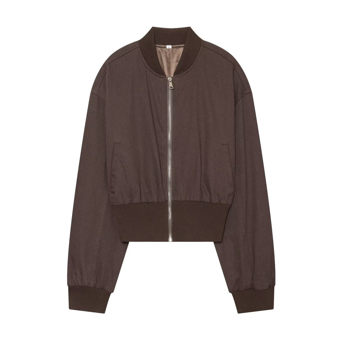 Damen Cropped Bomberjacke mit breitem Rippbündchen und durchgehendem Reißverschluss Echoarchiv