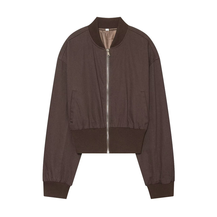 Damen Cropped Bomberjacke mit breitem Rippbündchen und durchgehendem Reißverschluss Echoarchiv