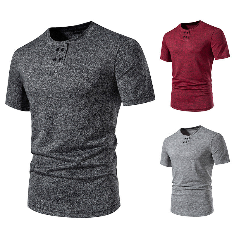Herren modisches T-Shirt mit strukturiertem Obermaterial und asymmetrischem Kragen Echoarchiv