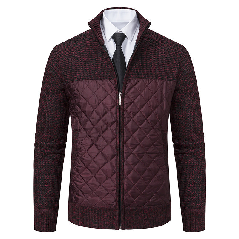 Herren nan gesteppte Hybrid-Strickjacke mit diamantsteppung, Stehkragen, isolierendem Thermofutter und Reißverschluss Echo Archiv