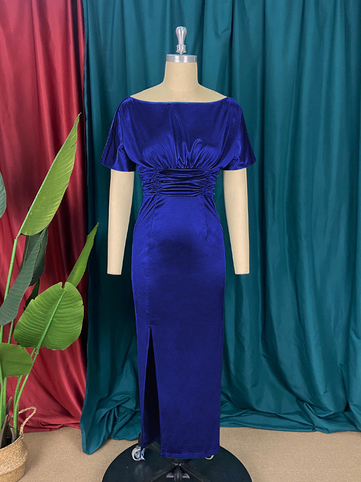 Damen Elegantes Maxikleid mit raffinierter Drapierung und hohem Schlitz Echo Archiv