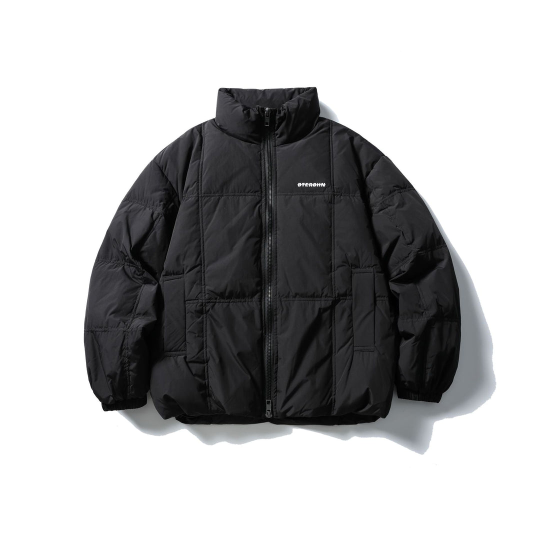 Herren Boxy-Steppjacke mit hohem Standkragen, Karo-Steppung und elastischem Saum Echoarchiv