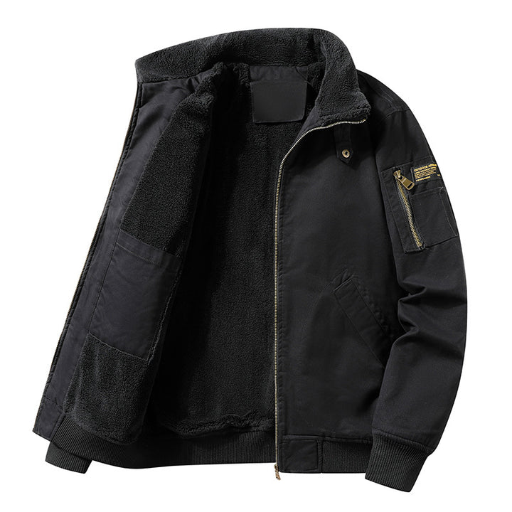 Herren  schwere Sherpa-fütterte thermische Flug-Bomberjacke mit Innenpatch-Taschen und gerippten Abschlüssen Echo Archiv