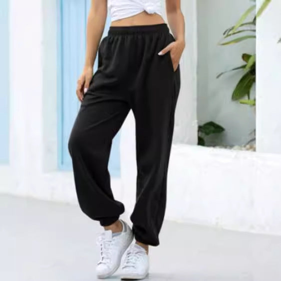 Damen nan weite High-Waist Jogginghose aus weichem Fleece mit elastischem Bund, Eingrifftaschen und engen Saumbündchen Echo Archiv