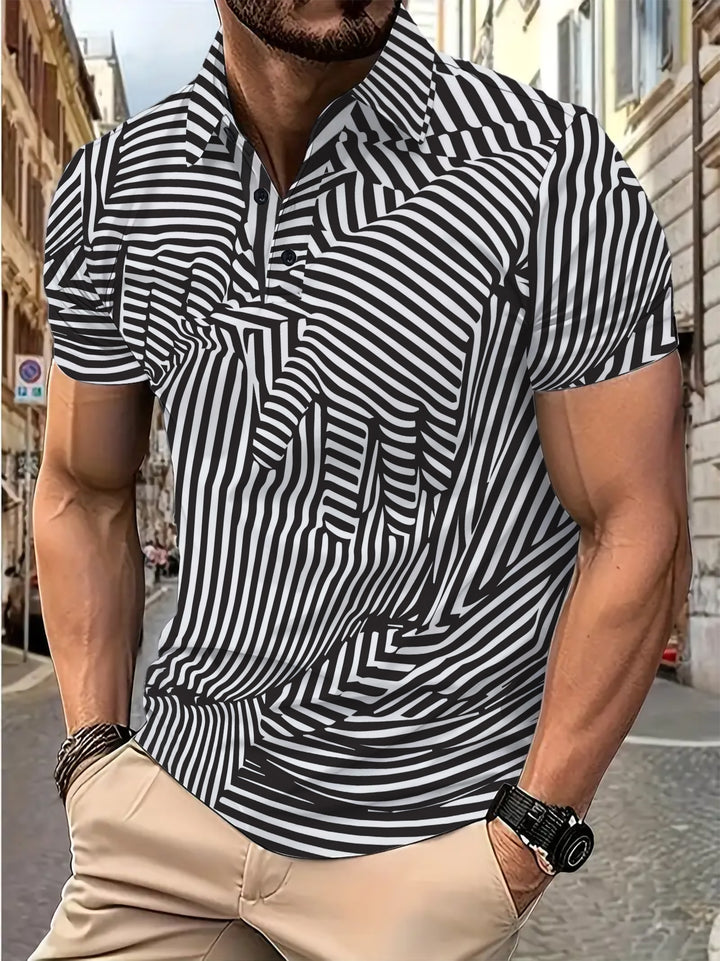 Herren Kurzarm Poloshirt mit modernem Streifendesign Echoarchiv