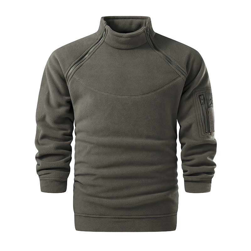 Herren Taktischer Microfleece-Troyer mit hohem Stehkragen, Ärmel‑Zipfach und Raglanärmeln Echo Archiv