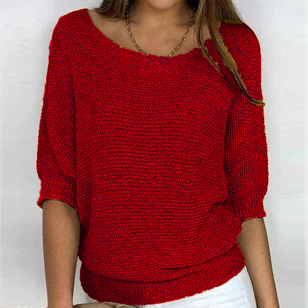 Damen nan legerer kastiger Feinstrickpullover mit weitem Ausschnitt Echo Archiv