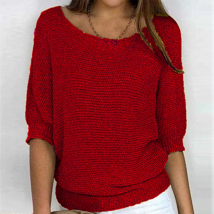 Damen nan legerer kastiger Feinstrickpullover mit weitem Ausschnitt Echo Archiv