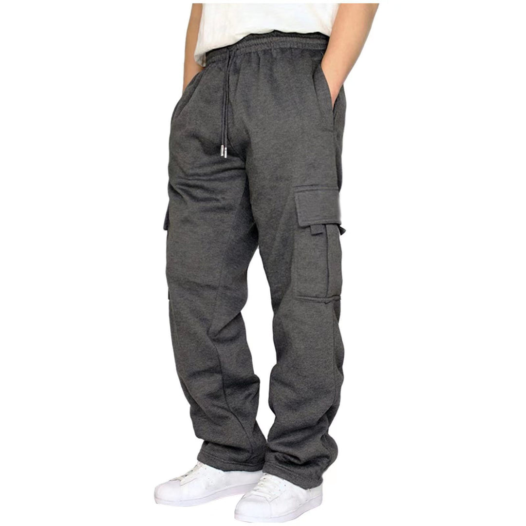 Herren heavy-duty Utility-Freizeithose mit Kordelzug, aufgesetzten Cargotaschen und relaxed Fit – Bravaro