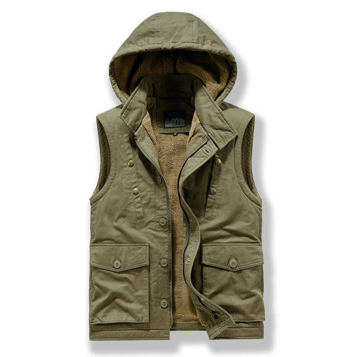 Herren wattierte Utility-Weste mit Teddyfutter und Kapuze Echo Archiv