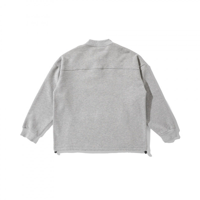 Unisex Oversize-Sweatshirt mit Henley-Knopfleiste, Kängurutasche und Tunnelzugsaum Echo Archiv